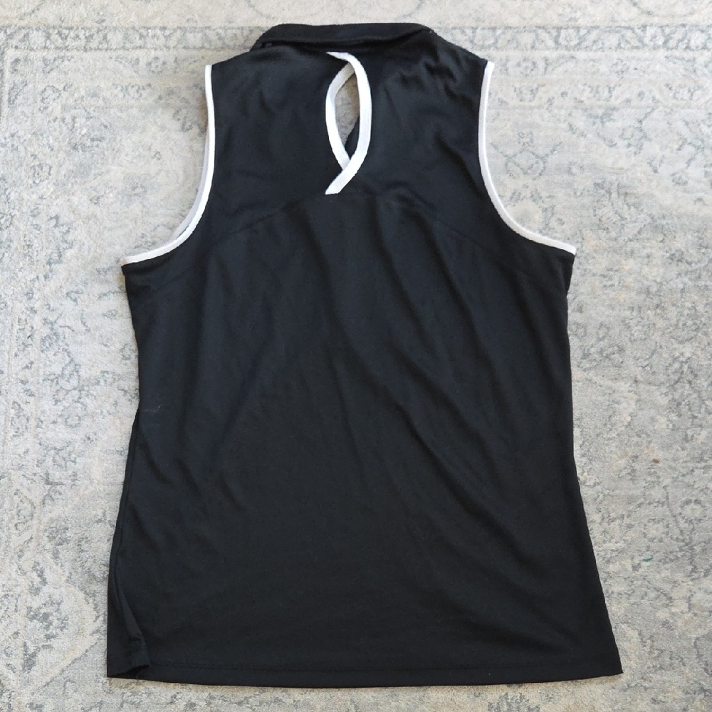 Callaway Black Sleeveless Golf Polo with White Trim Accents - Picture 4 of 4